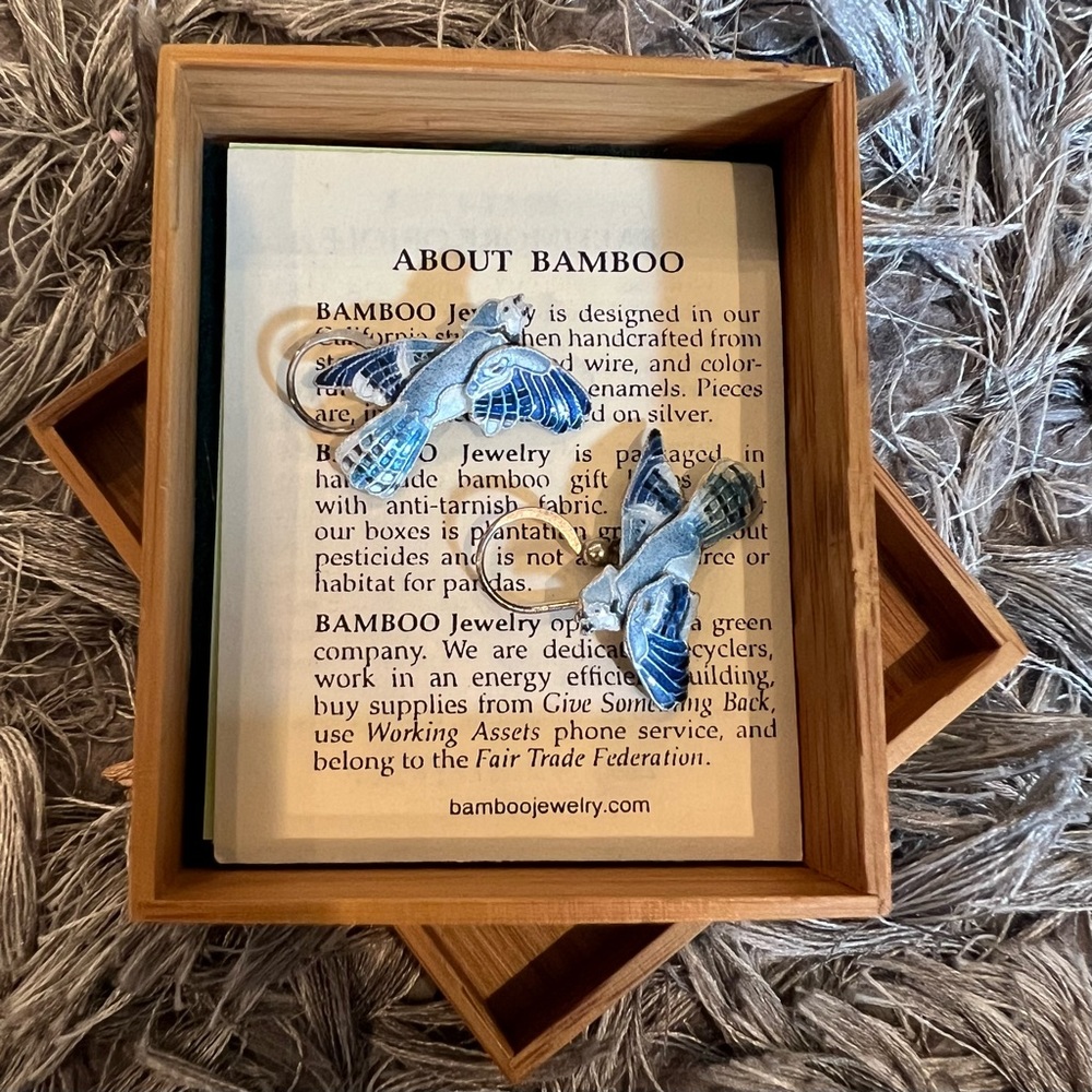 Beautiful blue bird earrings never worn | BAMBOO jewelry
